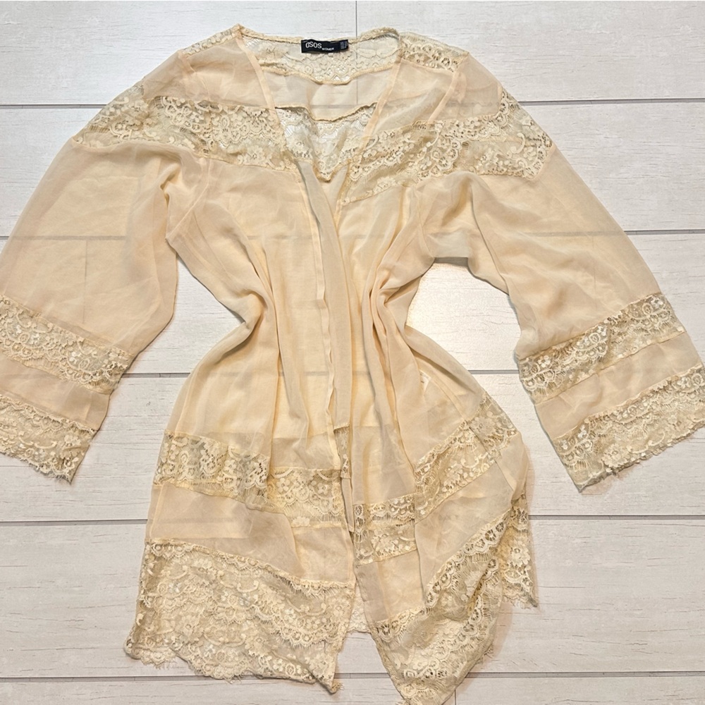 ASOS Cream Lace Detail Robe